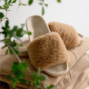 Best selling Jenni Kayne shearing slide sandal in neutral, size 38